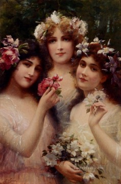 Emile Vernon Painting - The Three Graces girl Emile Vernon
